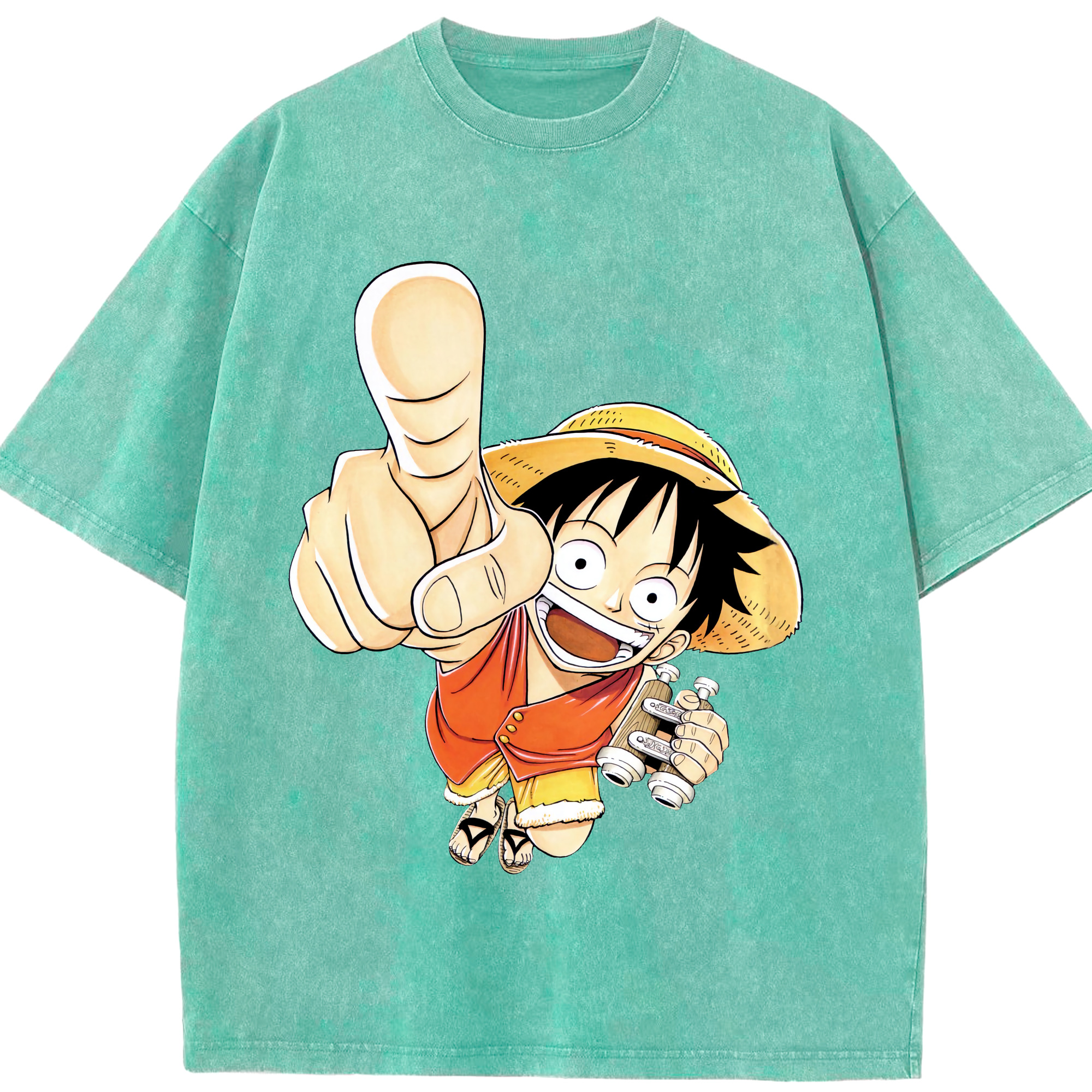 ワンピース モンキー・D・ルフィ ONE PIECE Monkey D. Luffy 綿100% ヴィンテージ風 半袖Tシャツ（フロントプリント）